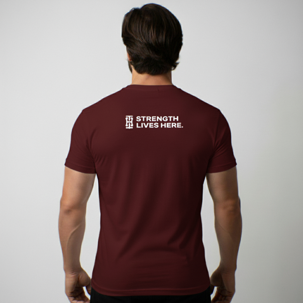 Barbell Club (Maroon) Premium Fitted Gym T-shirt
