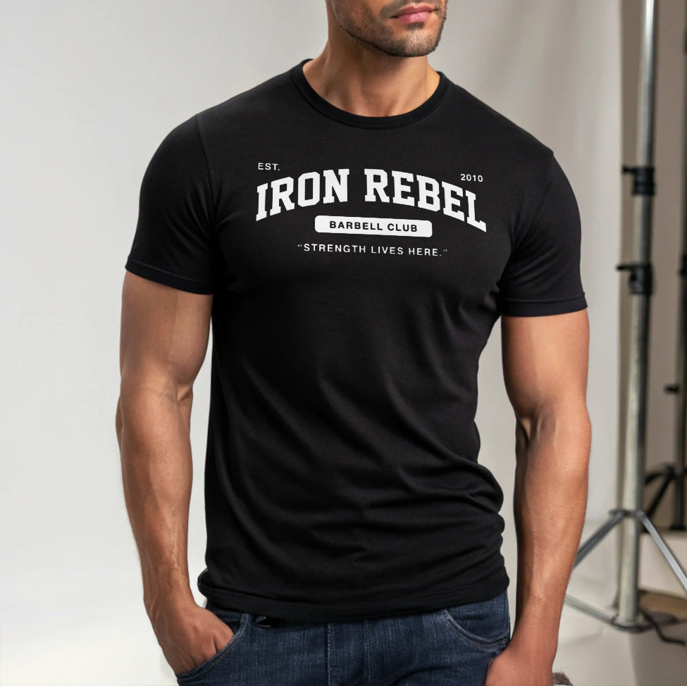 Barbell Club (Black) Premium Fitted Gym T-shirt