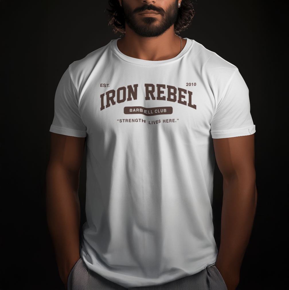 Barbell Club (White) Premium Fitted Gym T-shirt