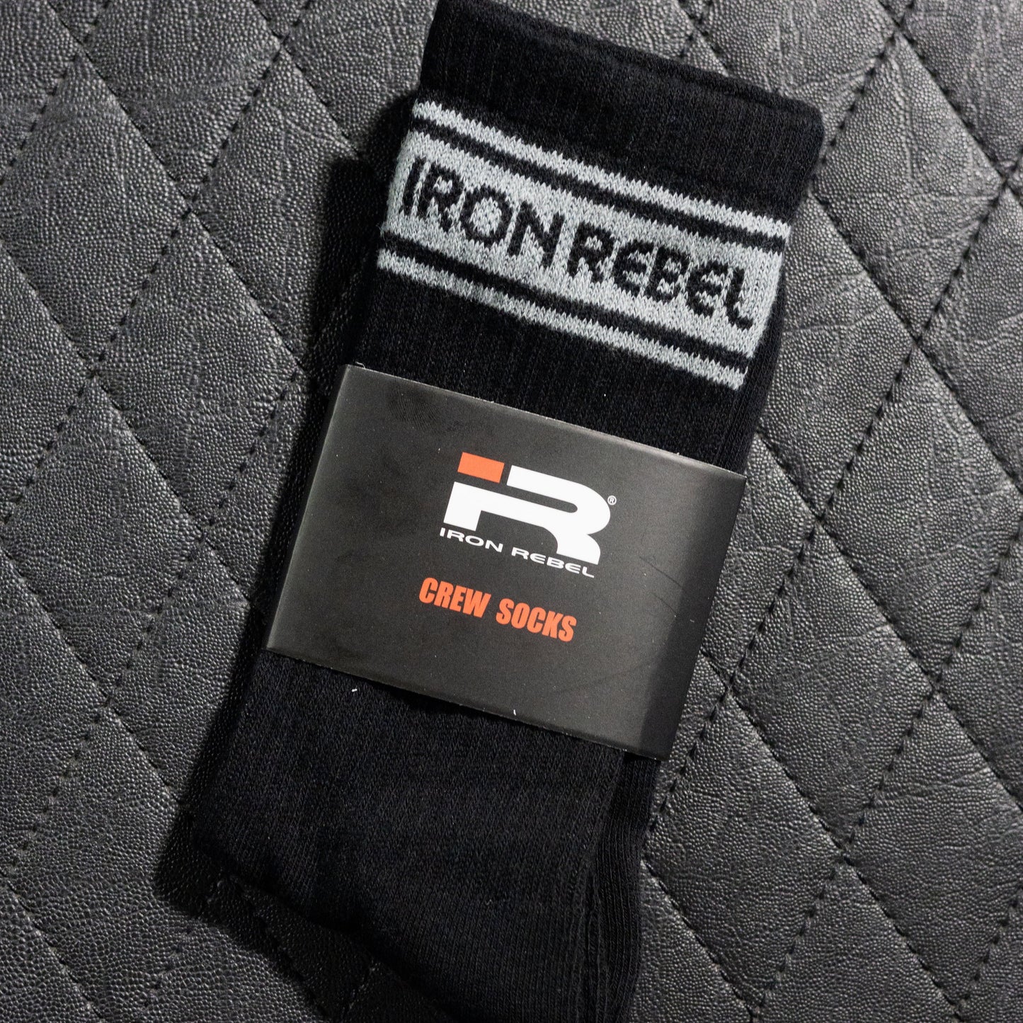 Iron Rebel Stripe Crew Socks (Black)