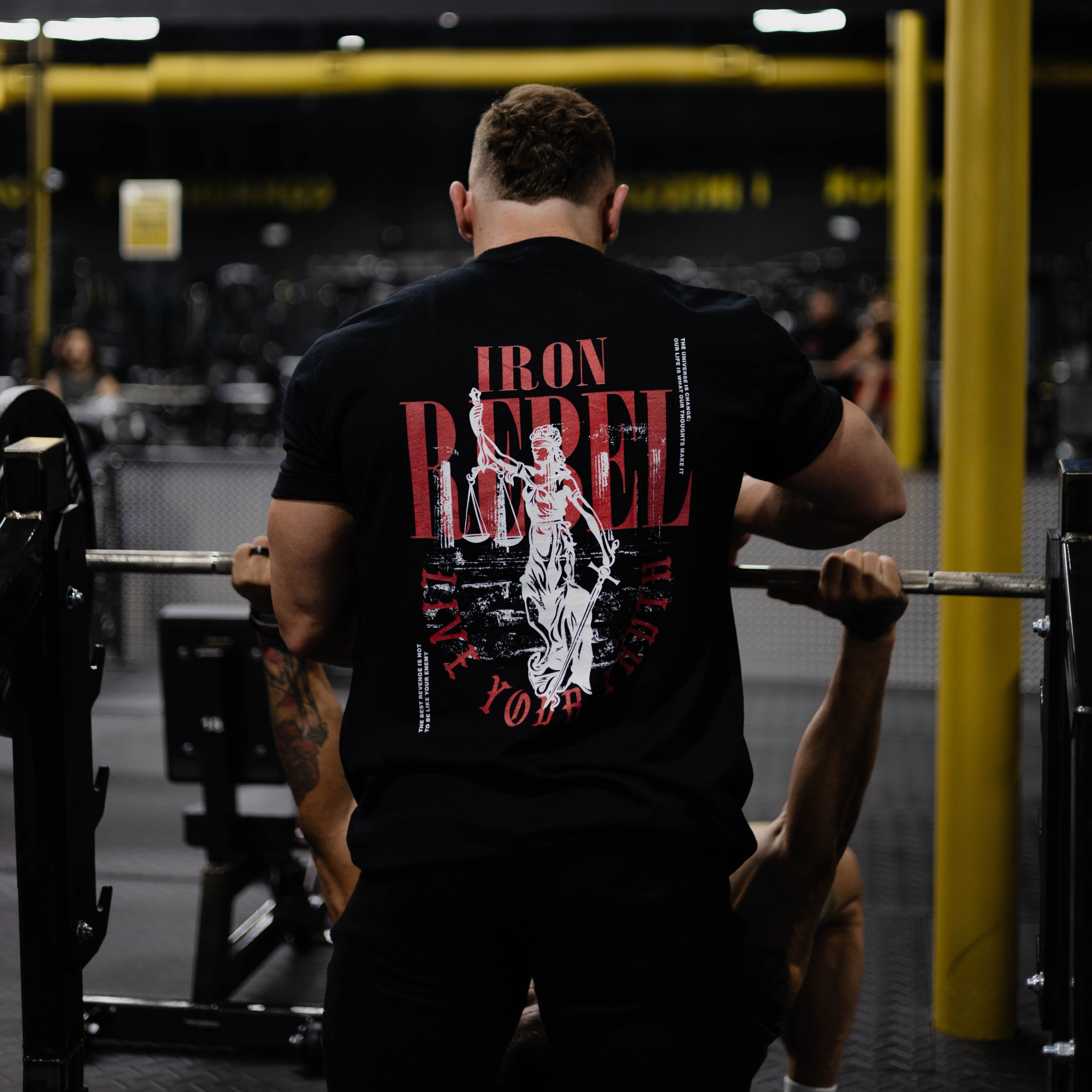 Lady Justice Tee (Black) Premium Fitted Gym T-Shirt