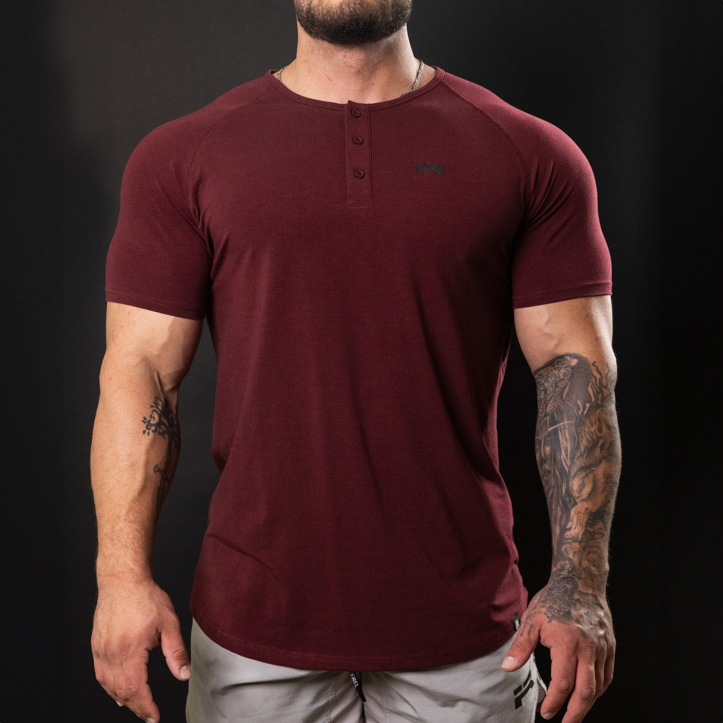 Elite Short Sleeve Henley (Ox Blood)