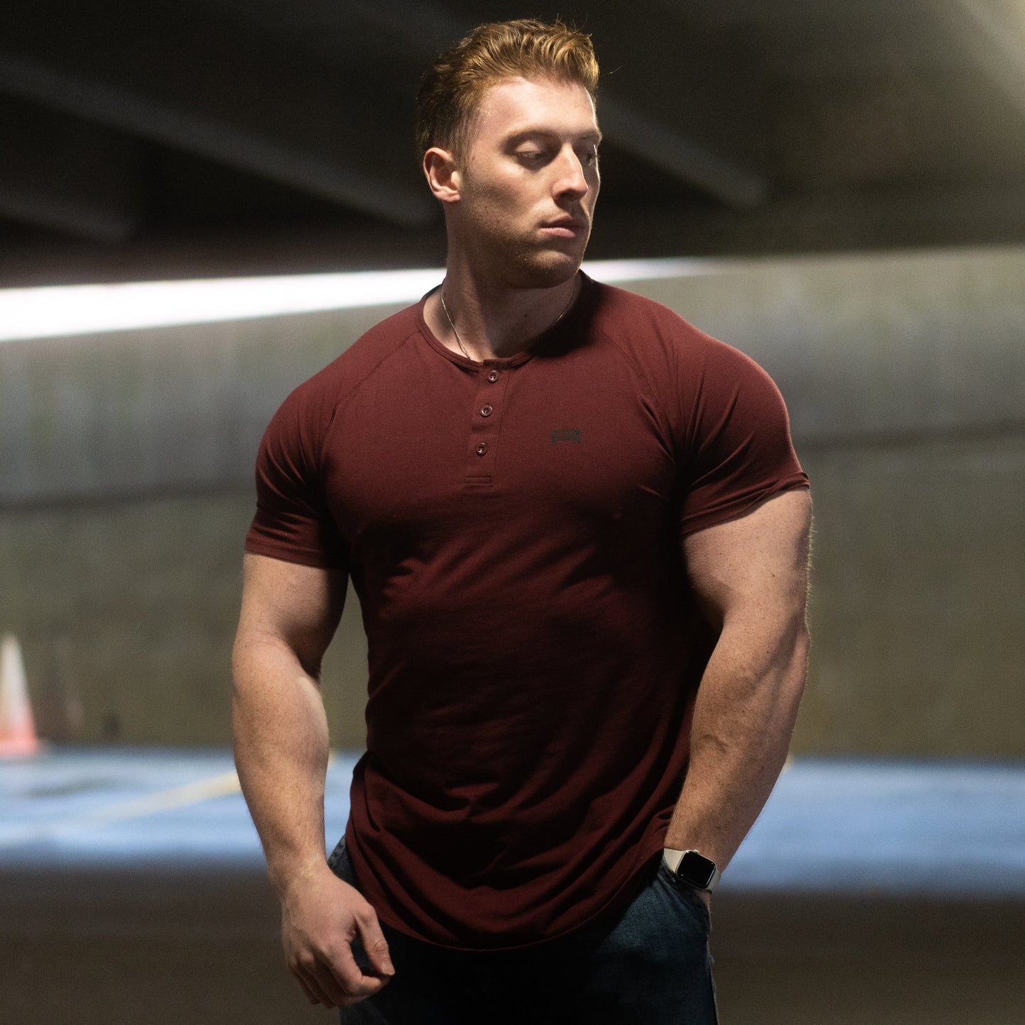 Elite Short Sleeve Henley (Ox Blood)